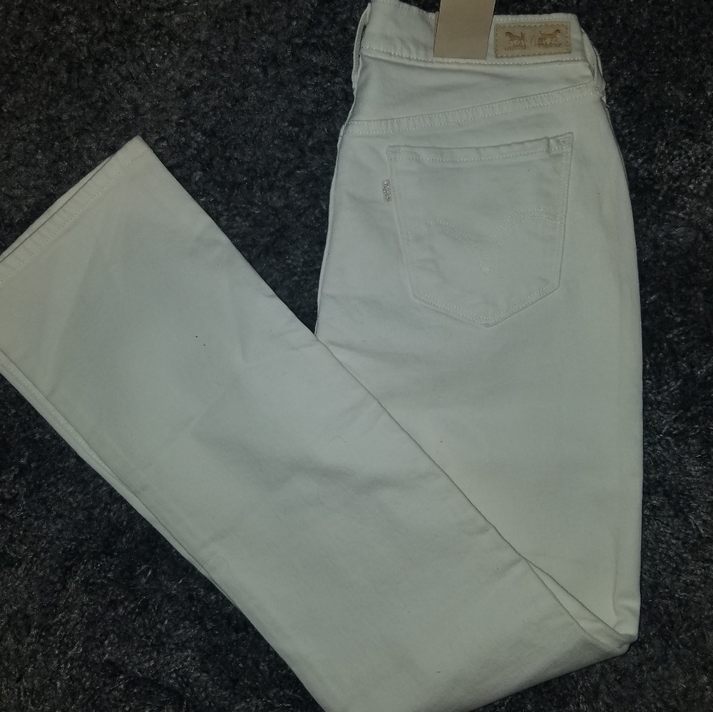 Levi's 505 Straight Leg Mid Rise Jeans White NWT